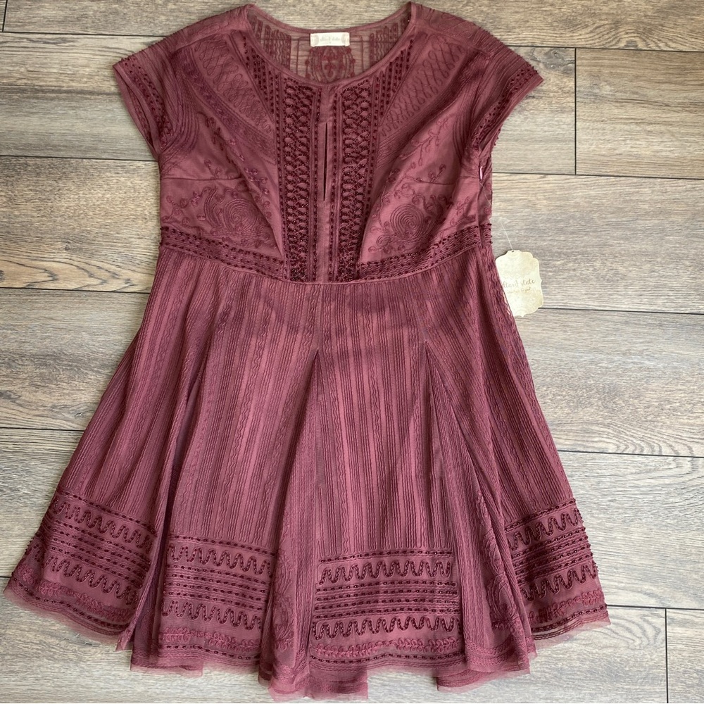 NWT Altar’d State Cruz Beaded Wild Ginger Eggplant Purple Dress Sz S